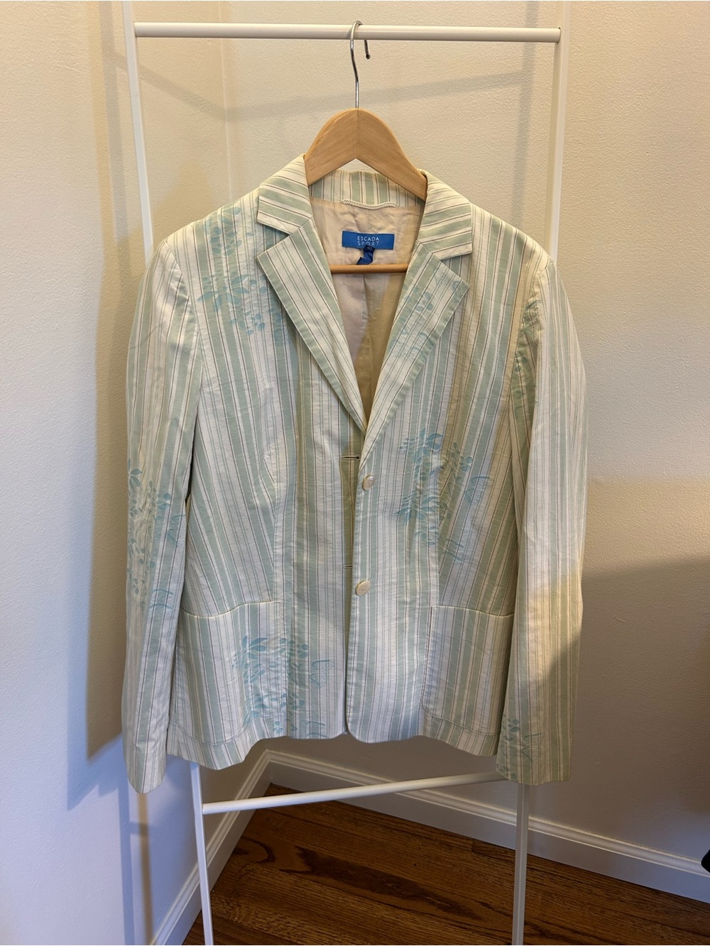 Escada Sport Mint and Cream Striped Blazer